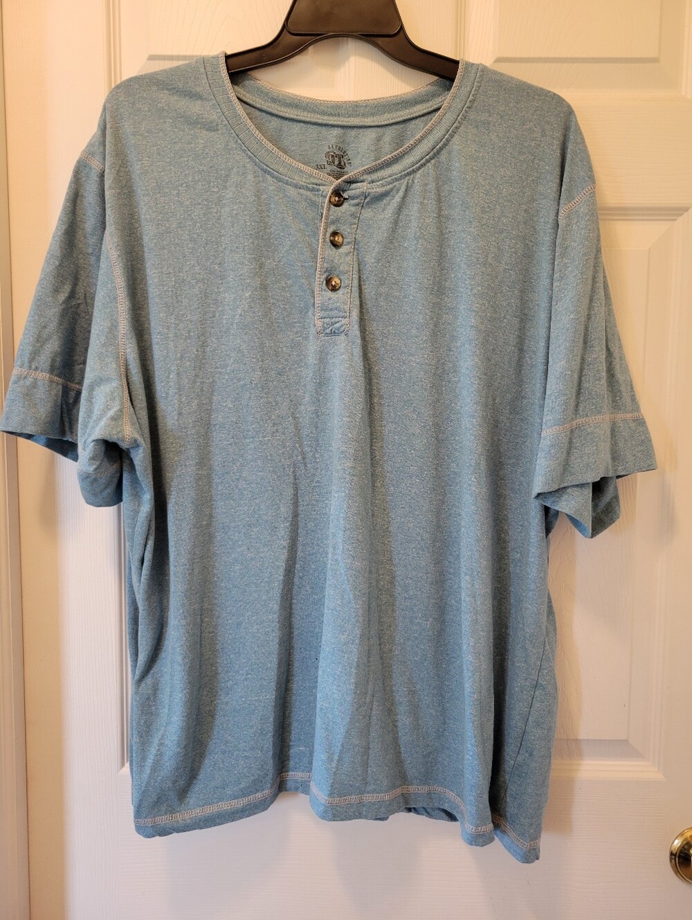 Mens Sz. 3XL Revolution Light Blue Short Sleeve Henley Tee